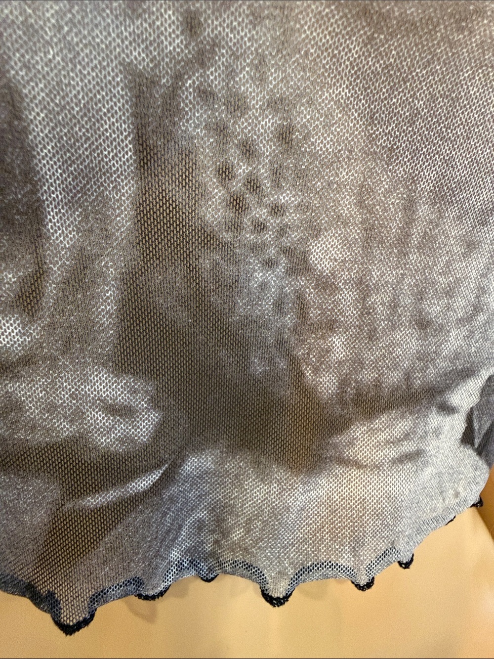 Black Mesh Graphic Crop Top with Vintage Portrait - Picture 3 of 10